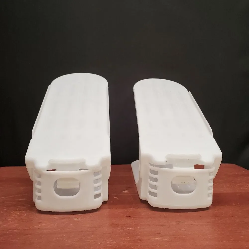 Shoe Slot Space Saver Stacker Organizers in White 12 Pieces.